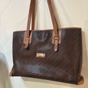Ted Lapidus Paris Vintage Monogram Tote Bag | Coated Canvas & Leather Trim